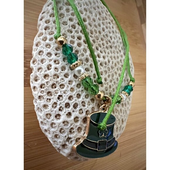St Patricks Day Knotted String Beaded Bracelet Anklet Leprechaun Hat Sha… - Picture 9 of 10